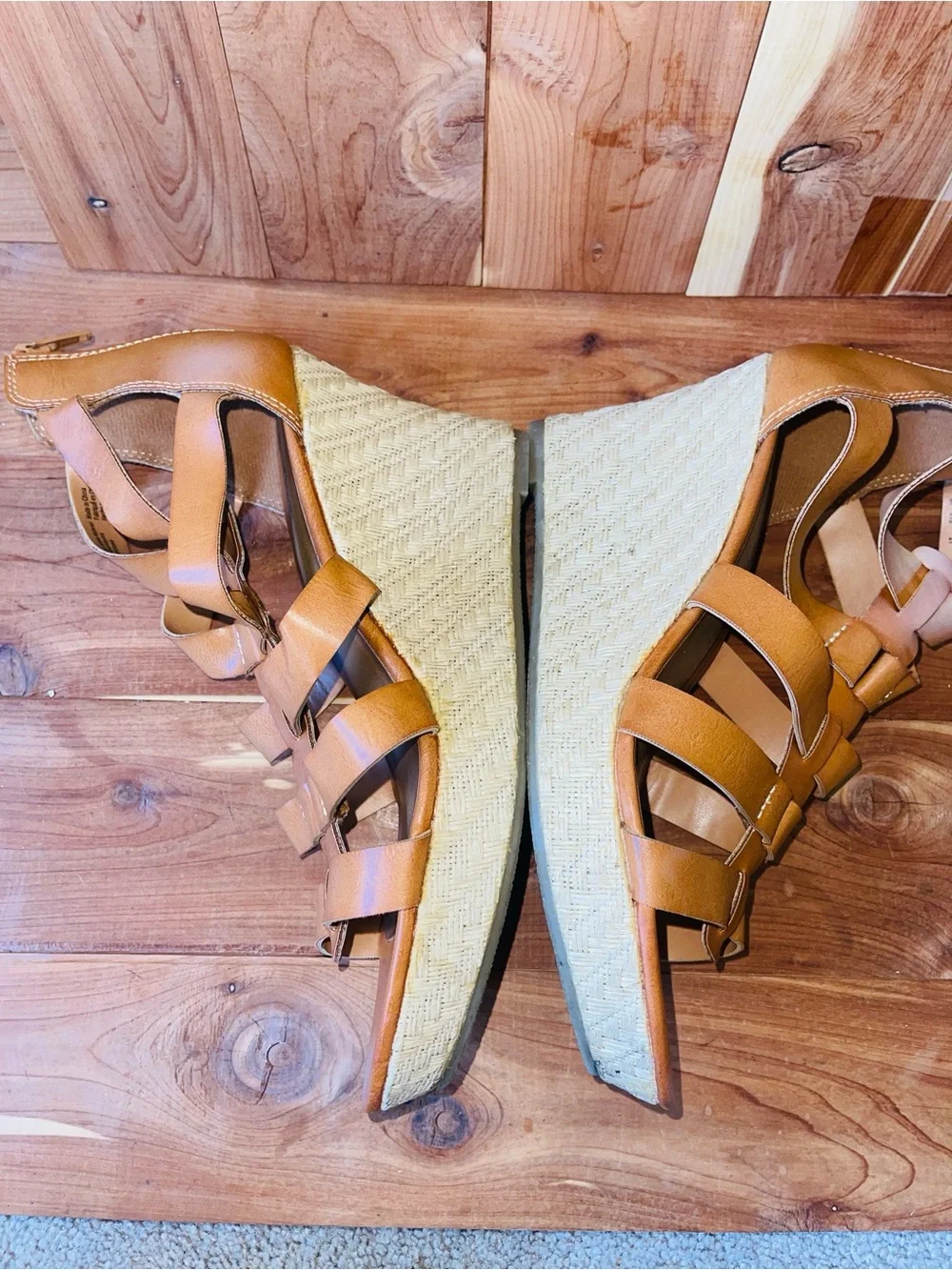 BRADH Women's Tan Strappy Wedge Sandals - Comfortable Summer Style Size 10